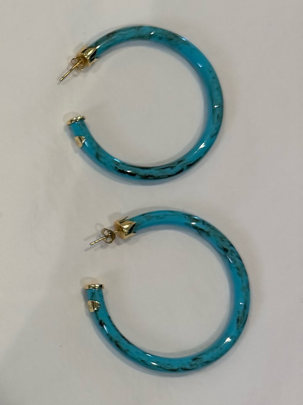 Beaufort Linen Co Marbelized Turquoise Hoops